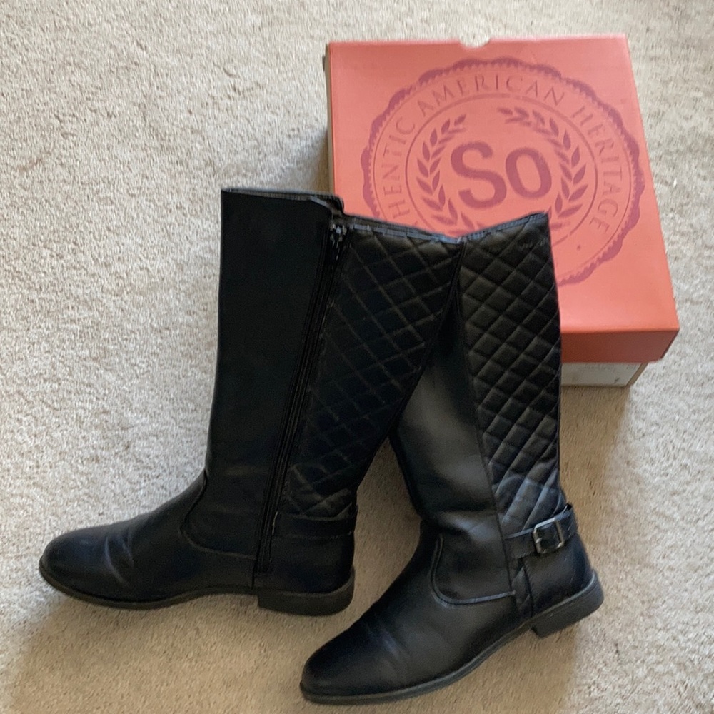 SO Black Boots Zipper, Buckle, Quilted Own Box 7